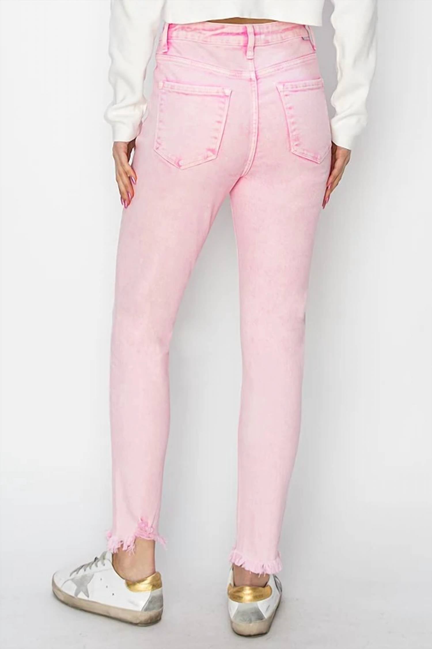 Risen - High Rise Fray Hem Ankle Skinny Jeans
