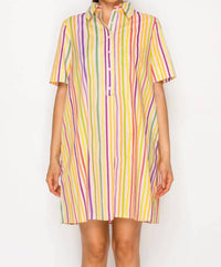Meet Me In Santorini - Paralia Stripes Shirt Dress