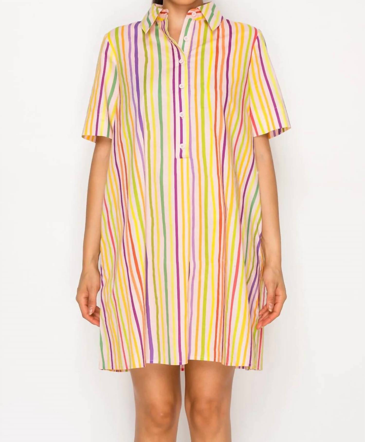 Meet Me In Santorini - Paralia Stripes Shirt Dress