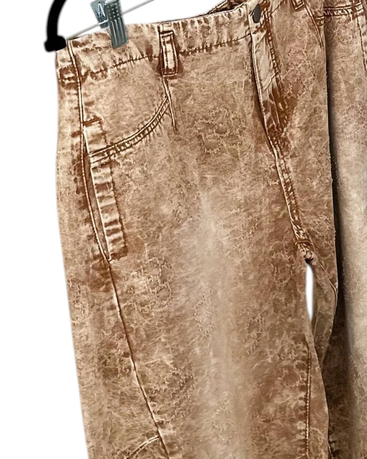 Easel - Pushing Petals High-rise Cotton Barrel Leg Jeans
