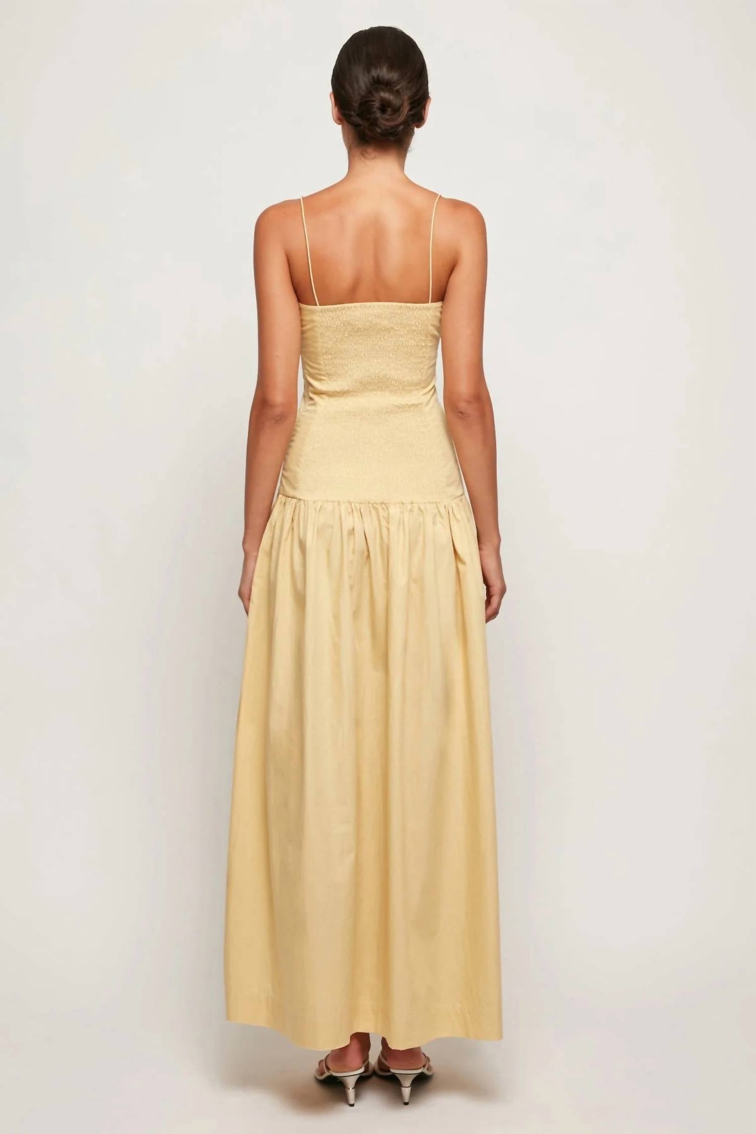 SWF Fitted Midi Dress in honey cream - women's dress - detail view