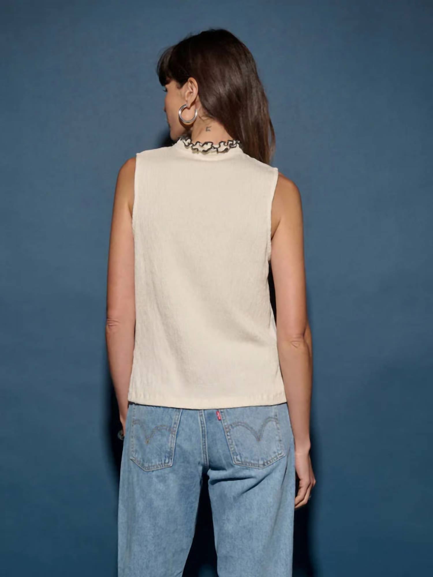 Nation Ltd - Pearl Ruffe Neck Top