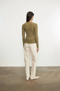 Enza Costa - SILK RIB LONG SLEEVES U-NECK TOP