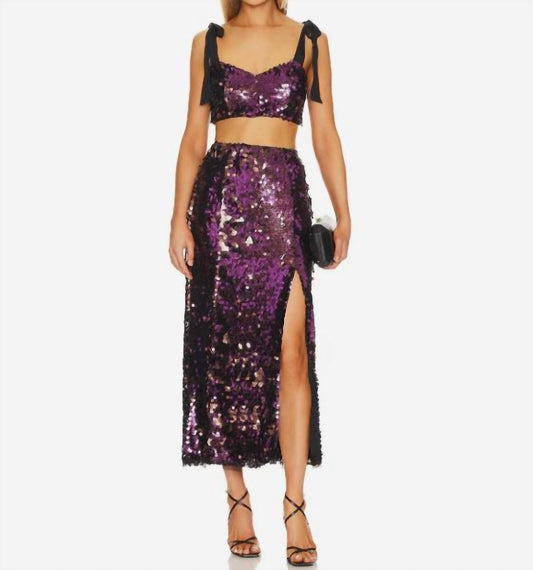 Free People - Star Bright Sequin High Slit Fairy Midi Skirt