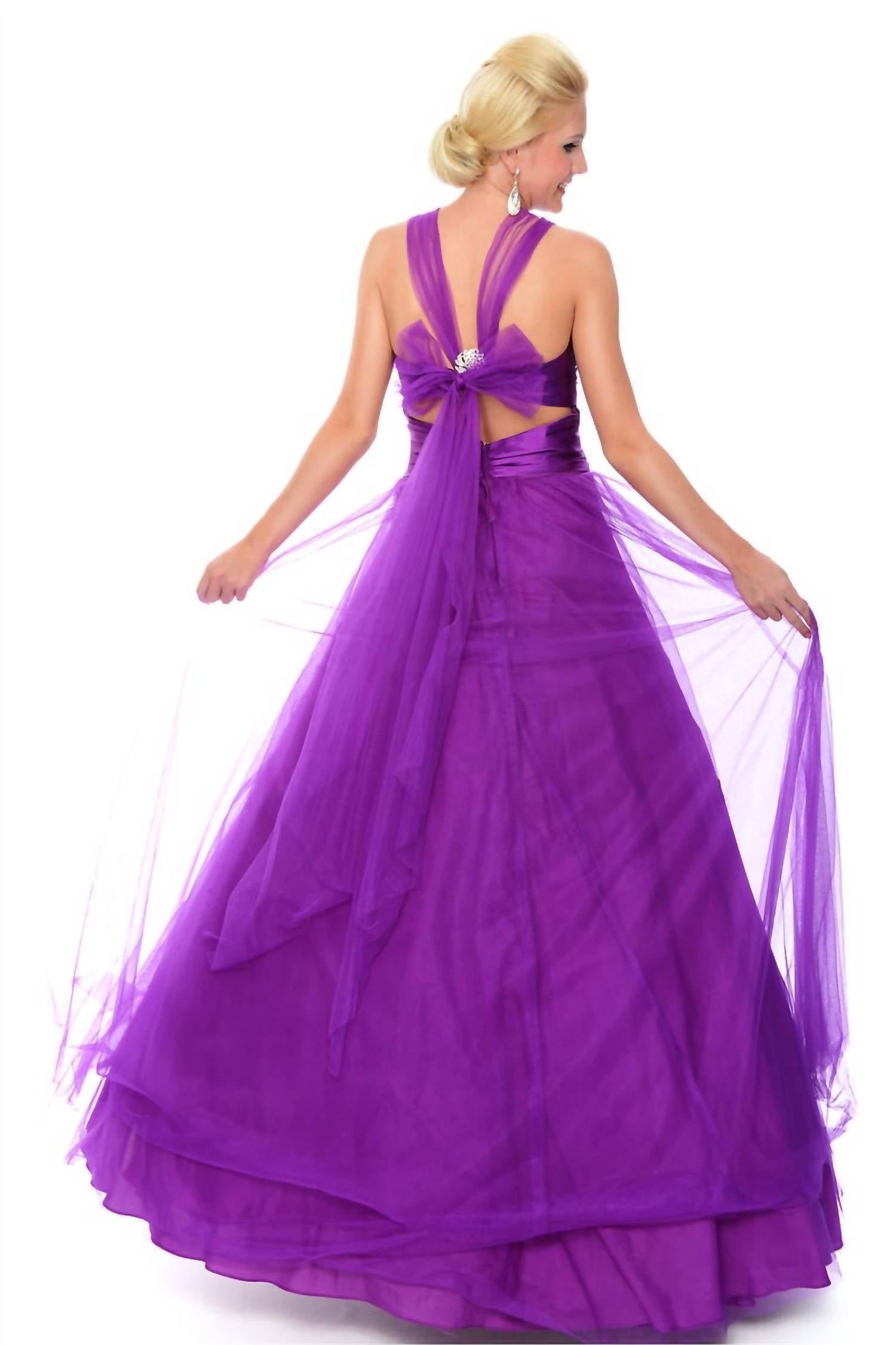 Precious Formals - Illusion With Crystals Charmeuse Prom Dress