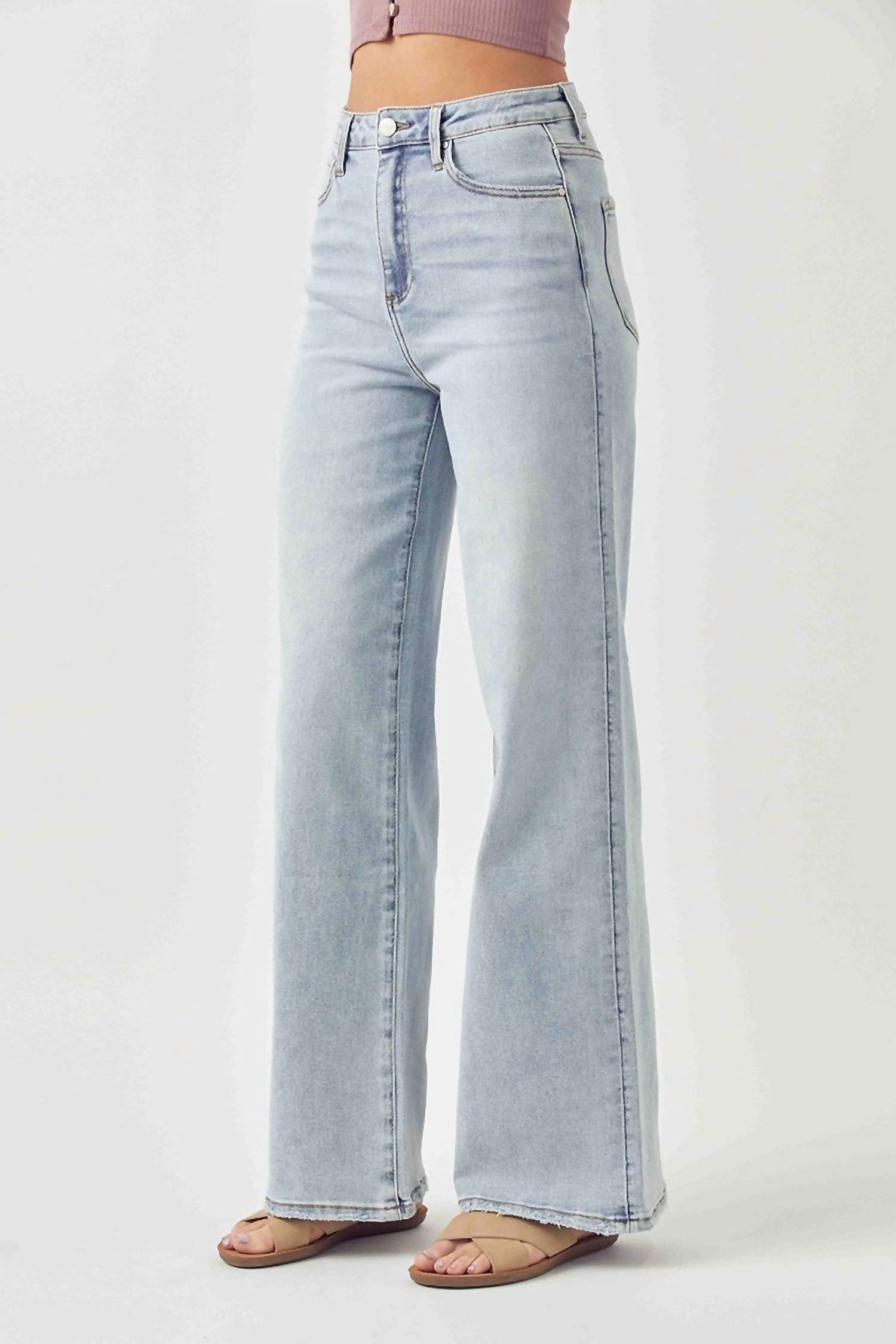 RISEN High Rise Wide Flare Jeans in light - women's jeans - detail view