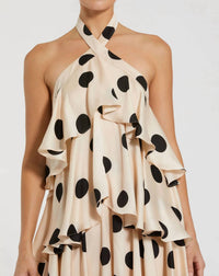 Mac Duggal - Tiered Ruffle Polka Dot Charmeuse Gown