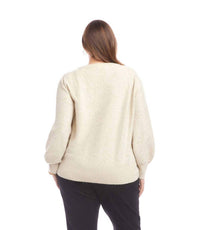Karen Kane Sequin V-neck Sweater - Plus in sand - women's sweater - alternate view