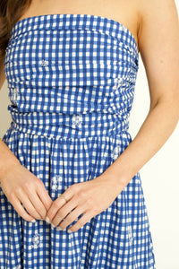 Meet Me In Santorini - Azure Lace Tube Maxi Dress