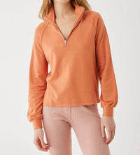 Majestic Filatures - French Terry Half Zip Mock Neck Sweater