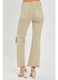 Risen - High Rise Knee Distressed Straight Jeans