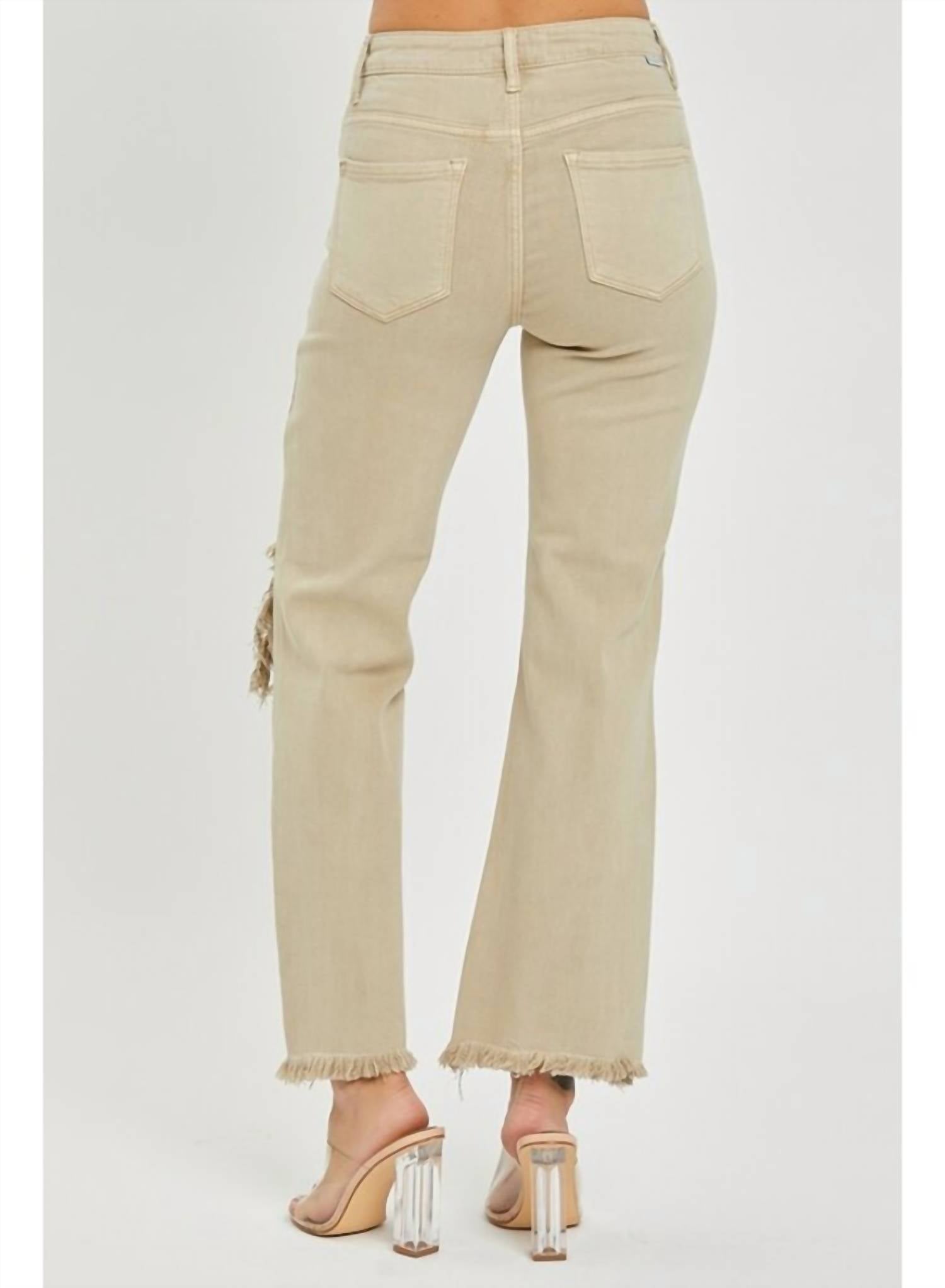 Risen - High Rise Knee Distressed Straight Jeans