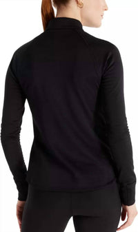 New Balance Women's Heat Half Zip Long Sleeve Top in black - women's long sleeve top - detail view