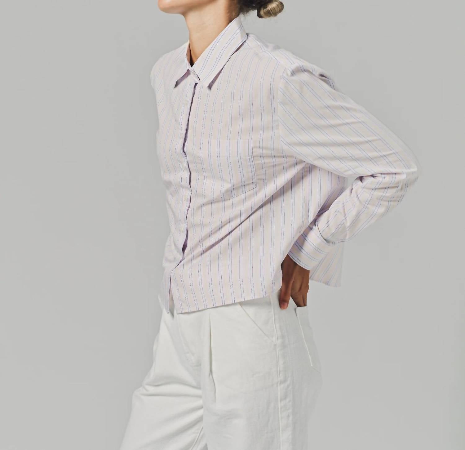 The Shirt - Long Sleeve Boxy Crop Button Down Shirt