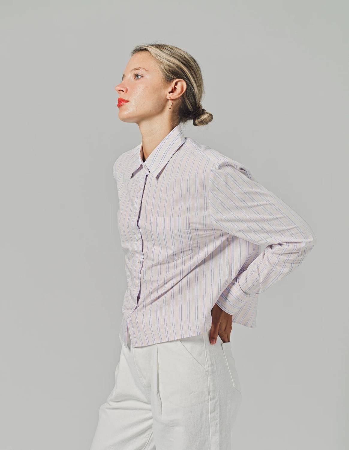 The Shirt - Long Sleeve Boxy Crop Button Down Shirt