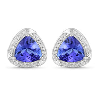 Diana M Jewels Women's Trillion Natural Tanzanite Stud Earrings (3.70 Ct) - Signature Plus in 14k white gold - women's jewelry