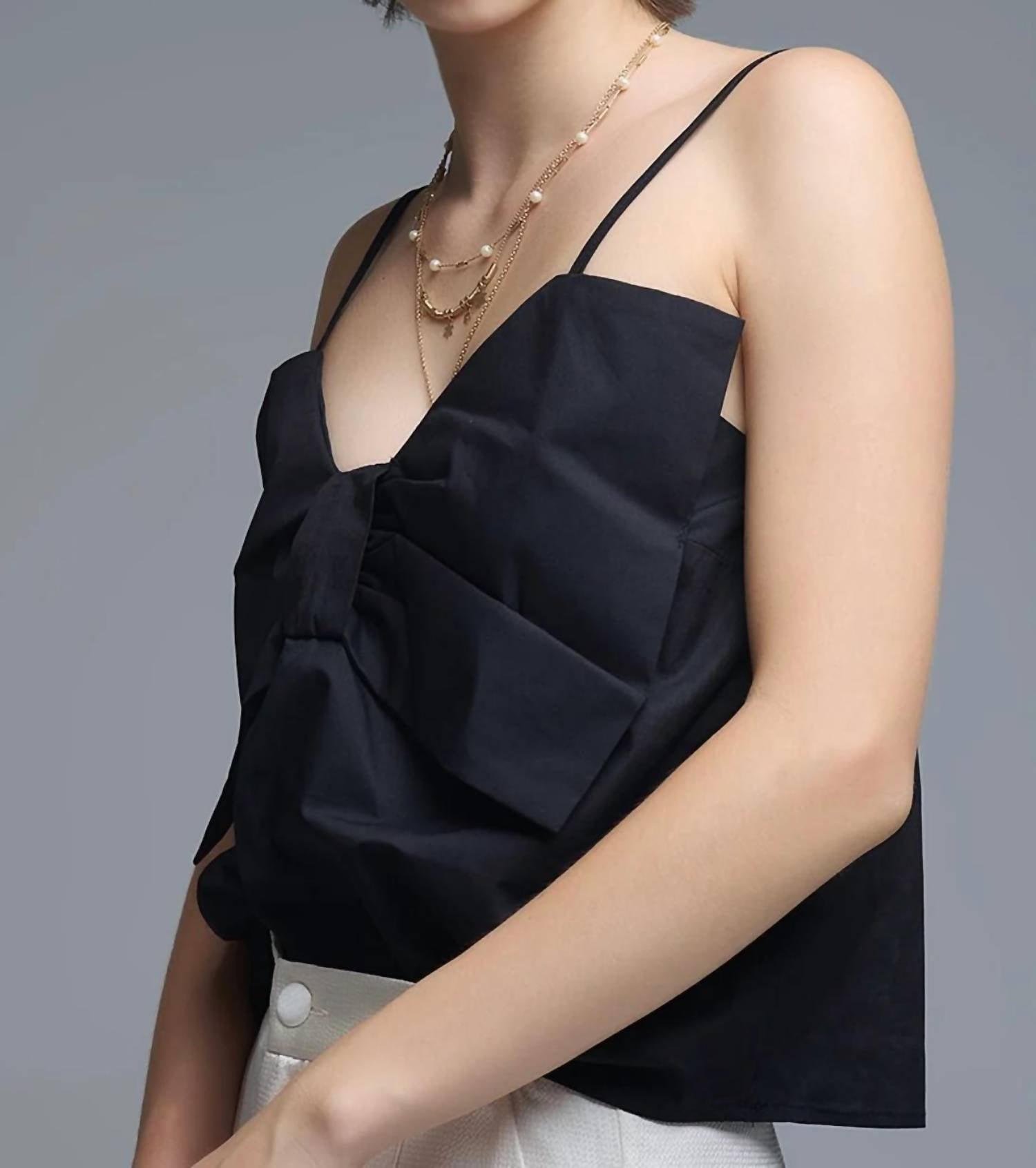 Q2 - Poplin Crop Top With Bow Detail