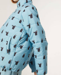 Compania Fantastica - Penguin Print Quilted Bomber Jacket