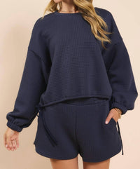 Sadie & Sage - Pastime Textured Terry Side Tie Pullover