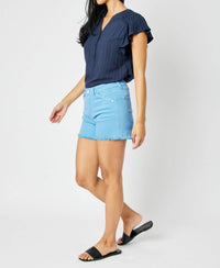 Judy Blue - Mid-rise Garment Dyed Frayed Hem Shorts