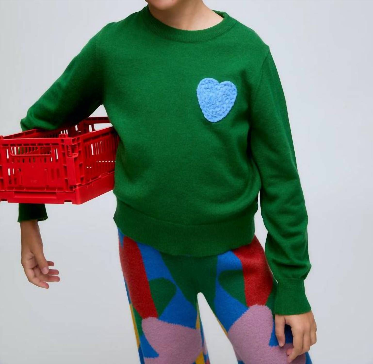 Compania Fantastica - Girl's Knitted Sweater With Heart Embroidery