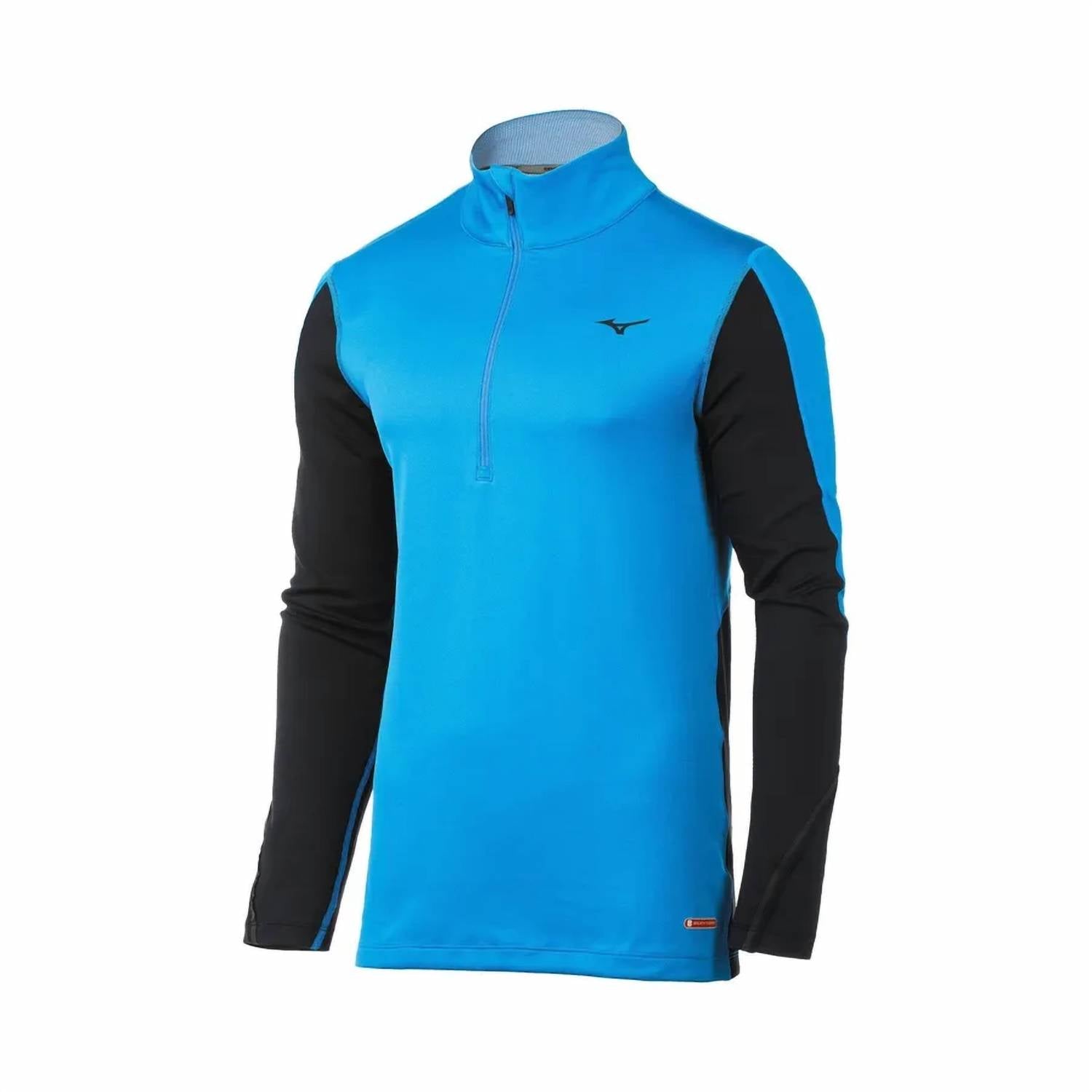 MIZUNO Men's Breath Thermo Half Zip Top in campanula black - men's long sleeve top