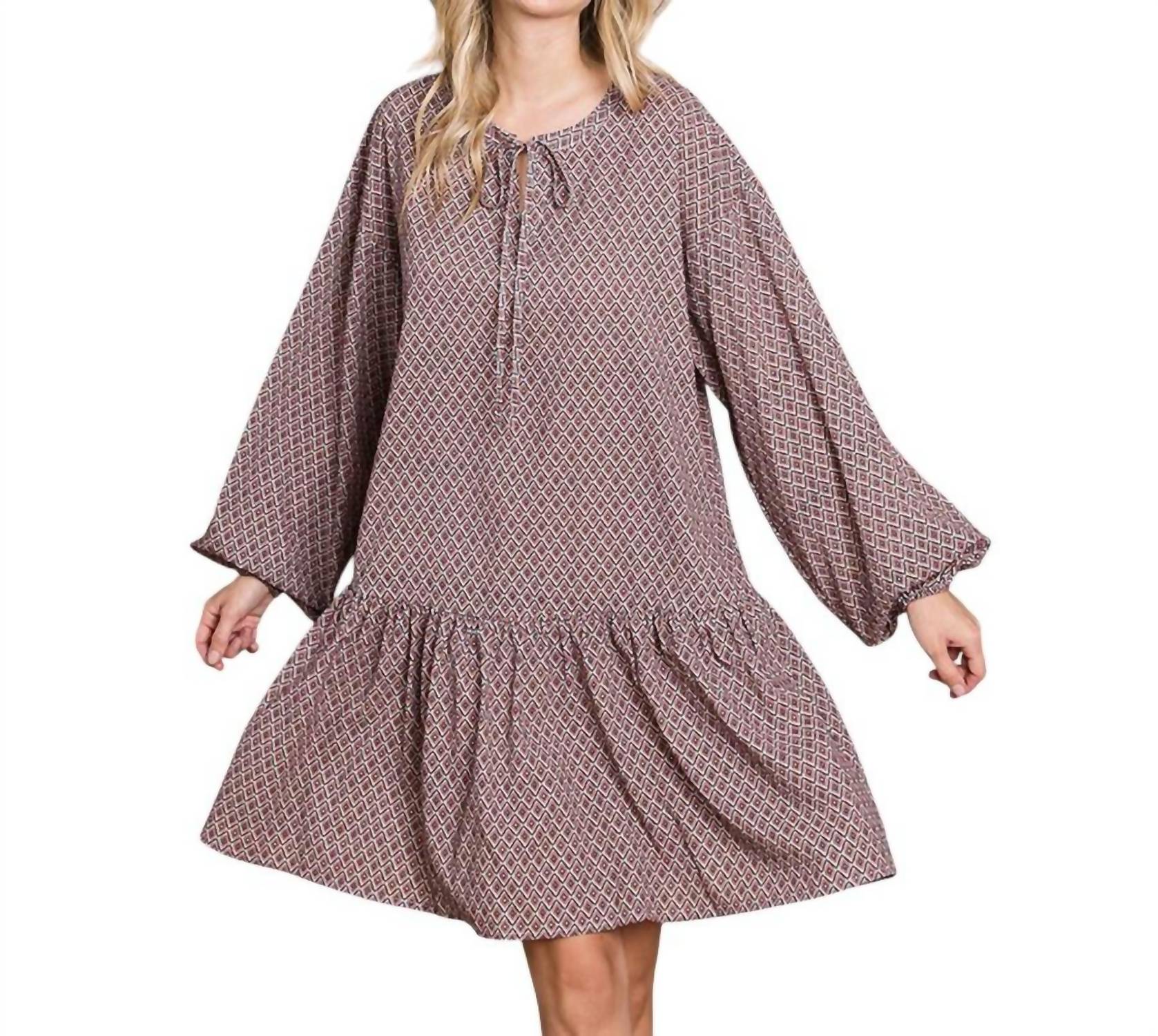 Cotton Bleu - Boho Tile Print Babydoll Dress