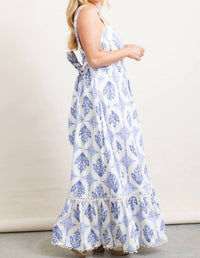 Karlie - French Vintage Floral Tie Back Maxi Dress
