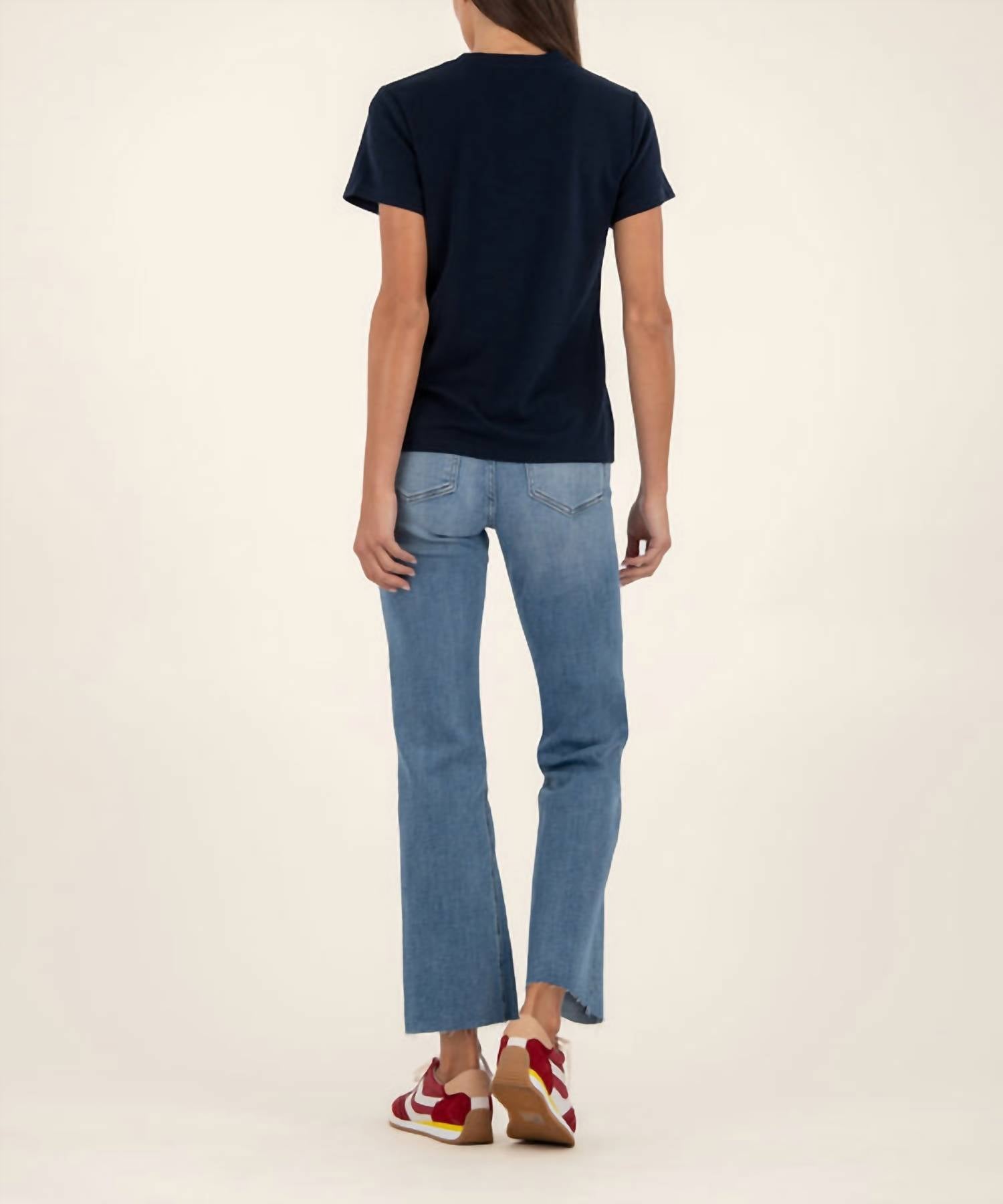 KUT FROM THE KLOTH Remington Scoop Neck Top in navy - women's t-shirt - alternate view