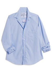 Frank & Eileen Women's Barry Button Up Top in solid blue 1 - women's long sleeve top
