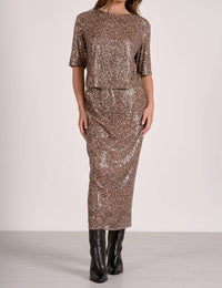 Elan - Sequin Cheetah Print Top