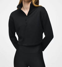 prAna Shea Half Zip Sweater in black - women's long sleeve top