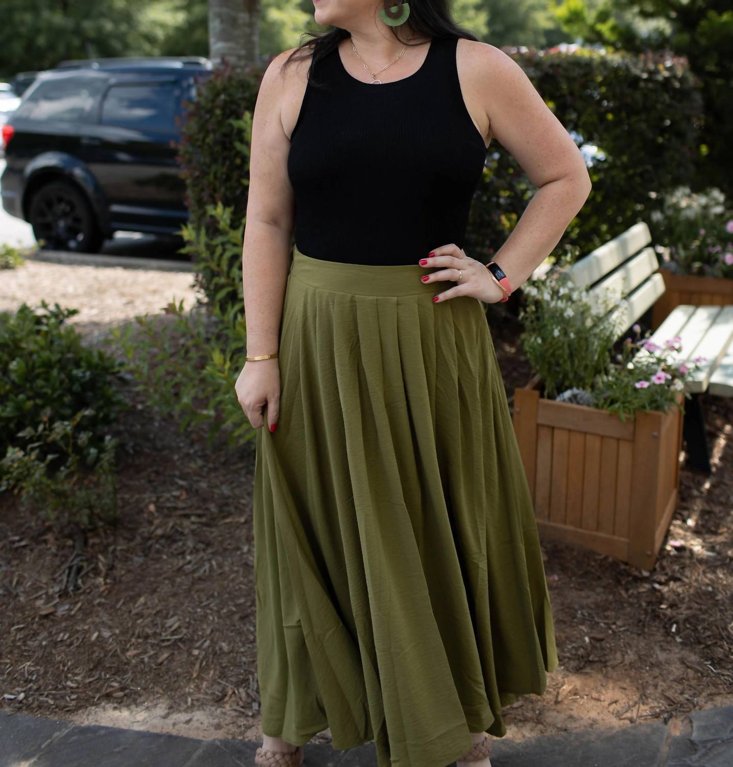 Blu Pepper - Box Pleated Midi Skirt