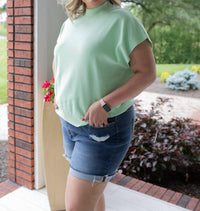 ZENANA Distressed Denim Shorts in blue - women's shorts - detail view