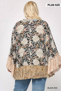 Gigio - Floral and Paisley Print Mix Kimono - Plus