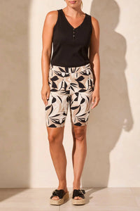 TRIBAL Pull-On Shorts in pebble - women's shorts