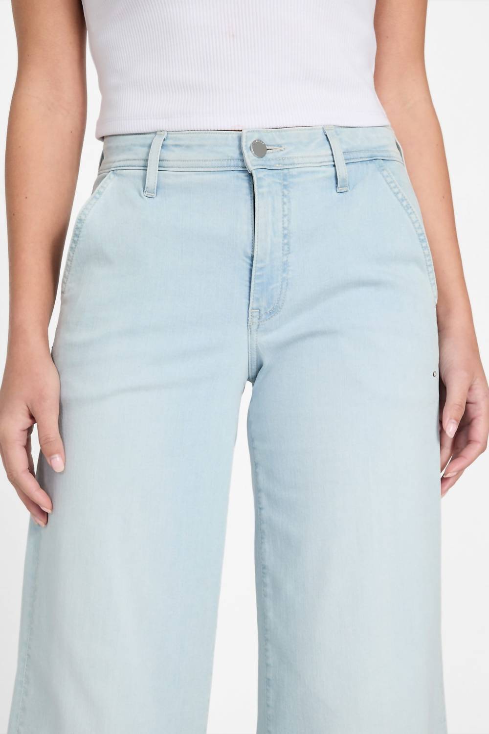 Guess Zoya Cropped Wide-leg Jeans in nuage light - women's jeans - view 4