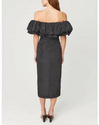 RHODE Viola Off The Shoulder Midi Dress in black - women's dress - detail view