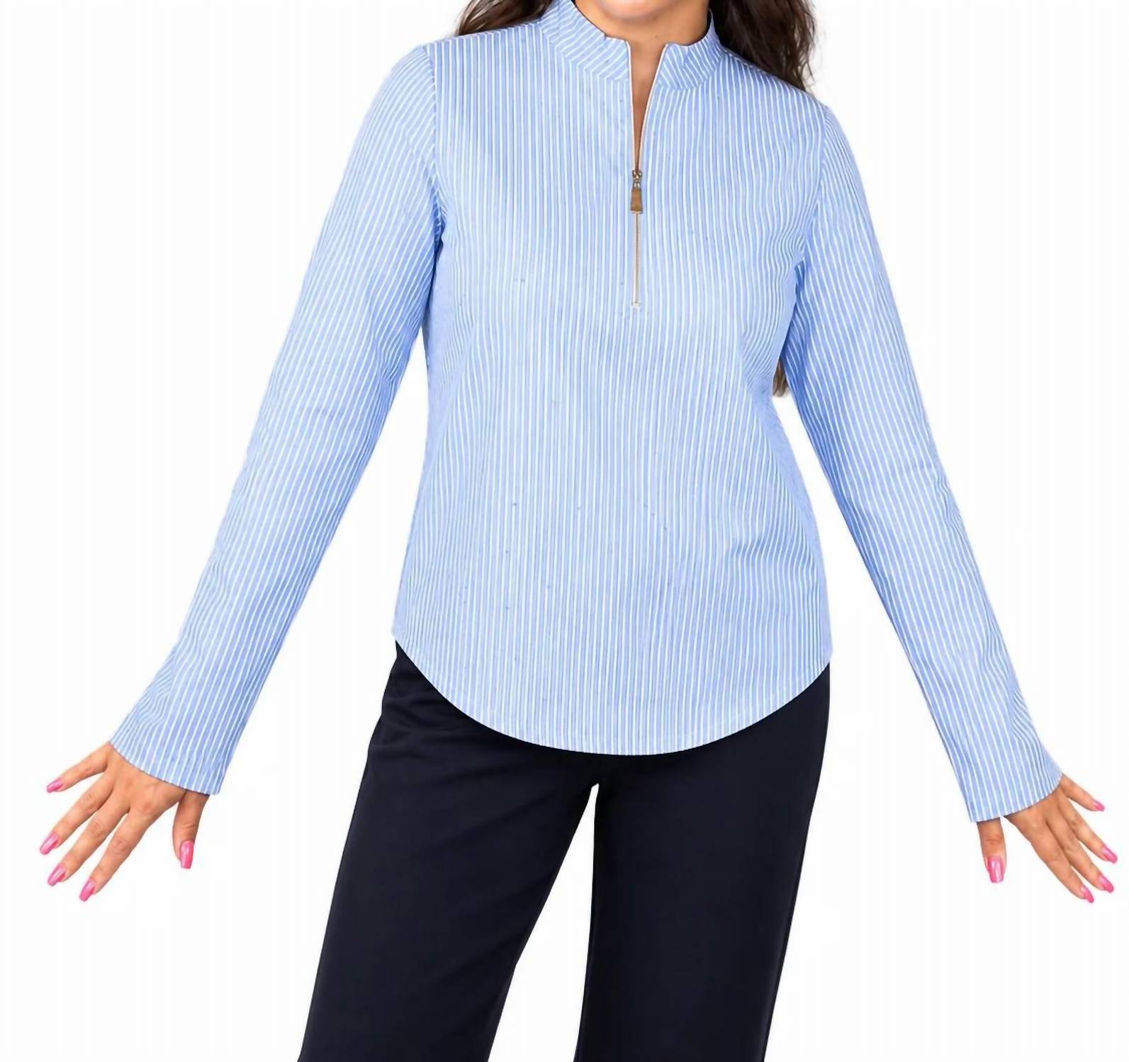 Lulu-B - Rhinestone Quarter-zip Top