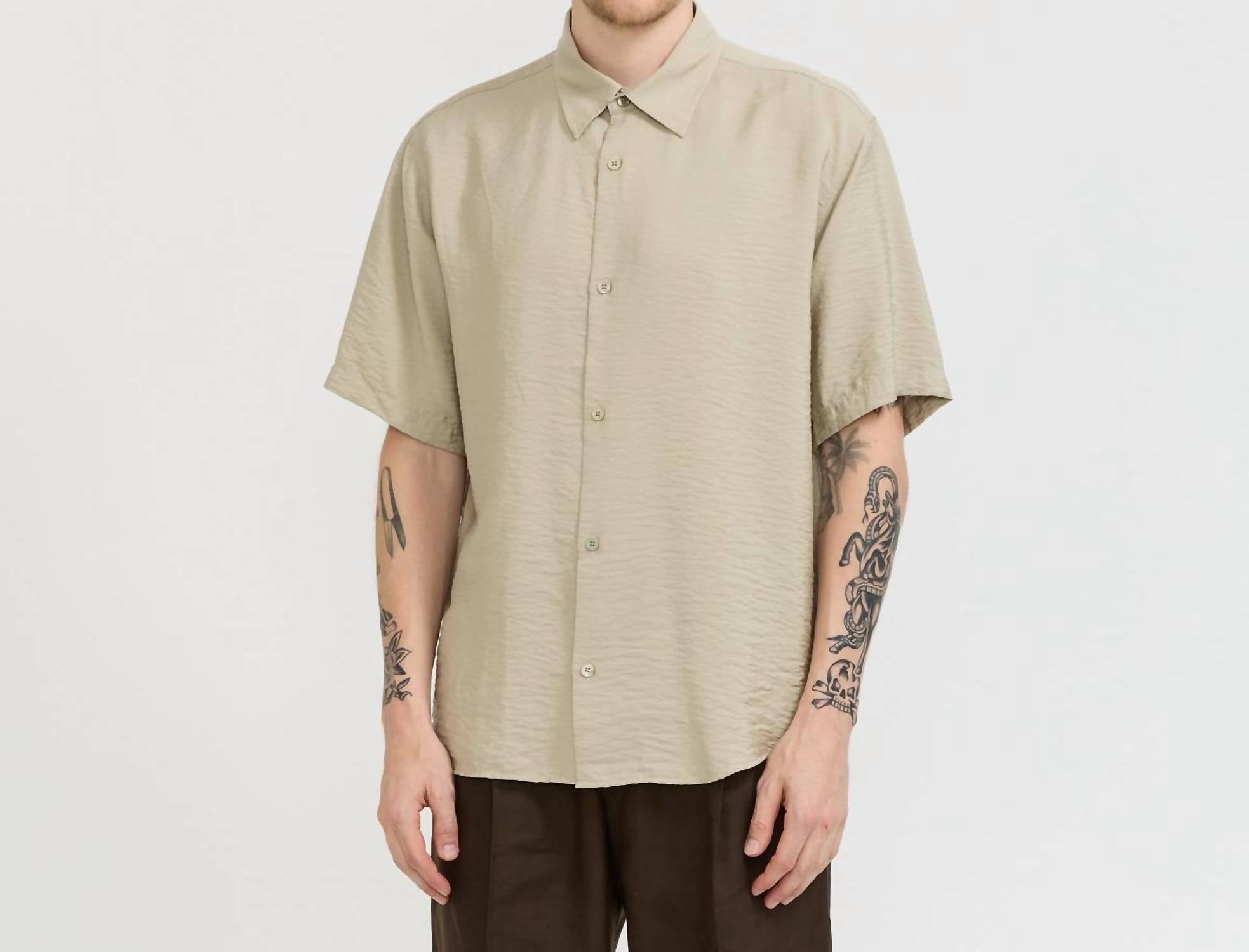 NN07 Freddy Short Sleeve No Pocket Shirt in fog - men's shirt
