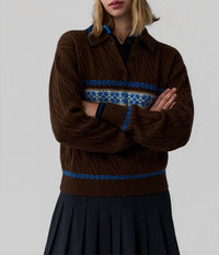 Guest In Residence - Cable Collegiate Polo Sweater