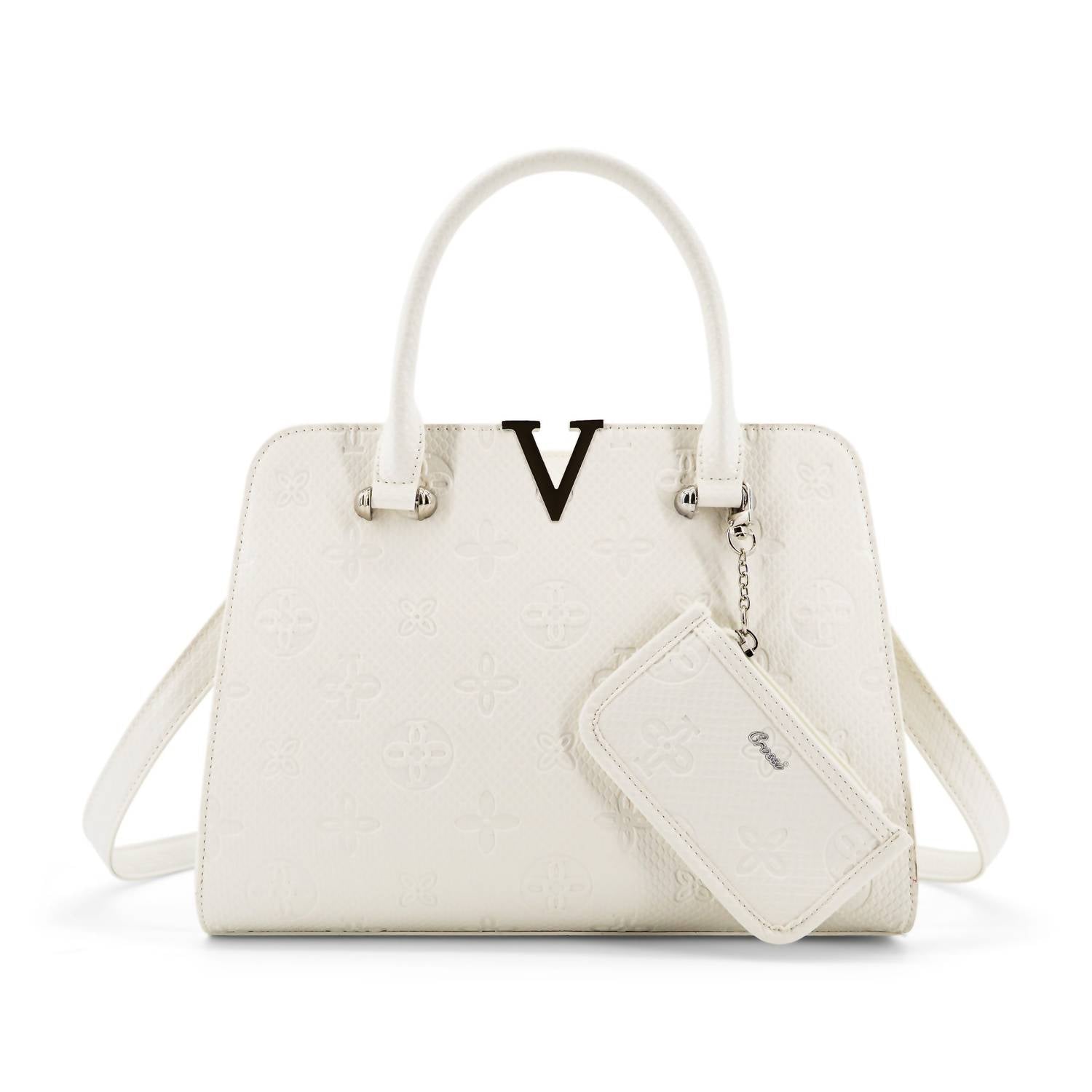 Like Dreams Women's Midori Satchel Chromatic Pattern Crossbody Bag in white - women's bag
