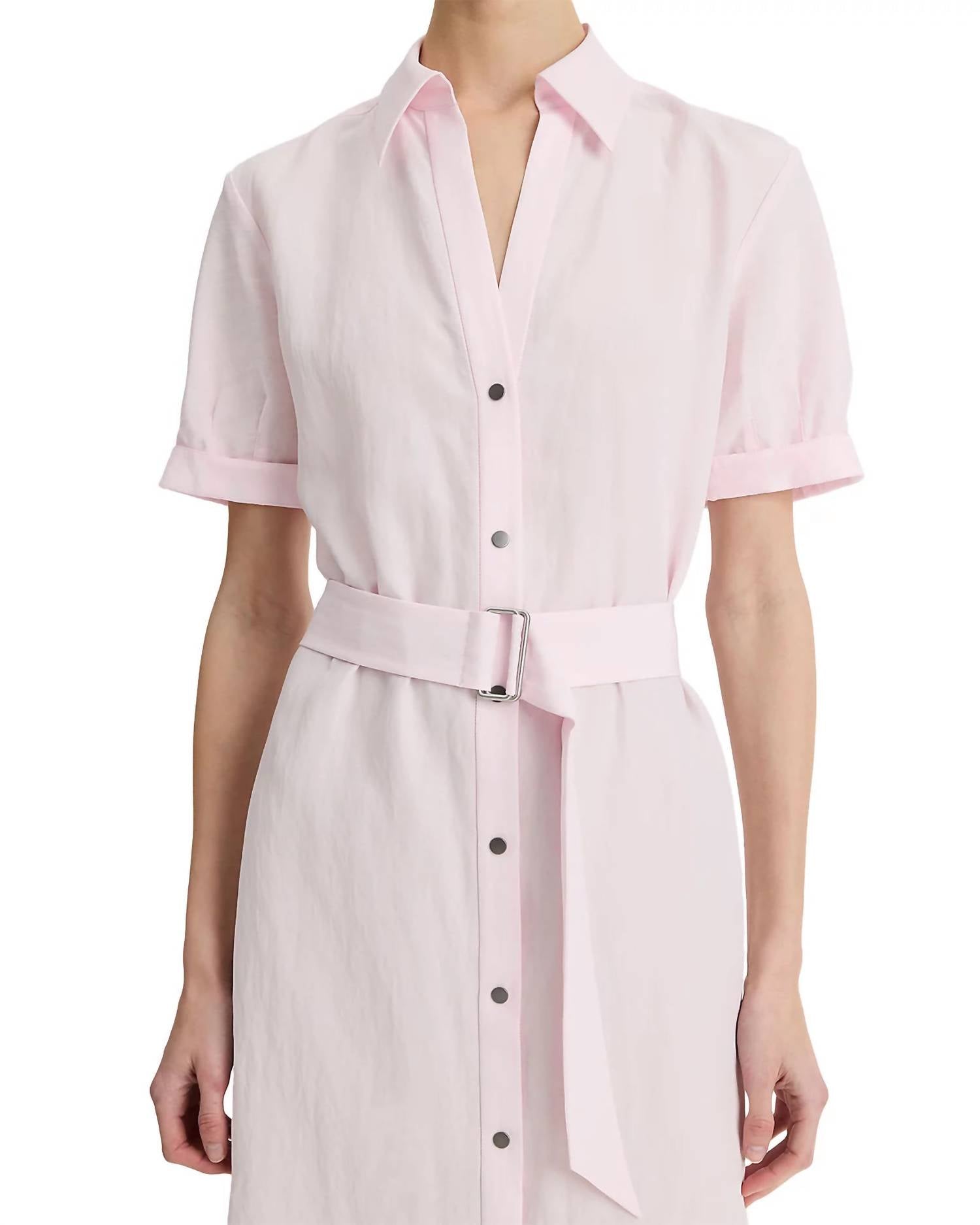 Vince - Women's Cuffed Sleeve Belted Shirt Dress