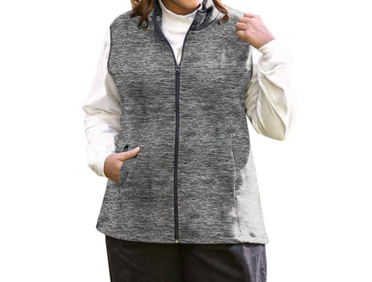 On The Plus Side - Lyddie Sleeveless Zip Up Fleece Vest - Plus Size