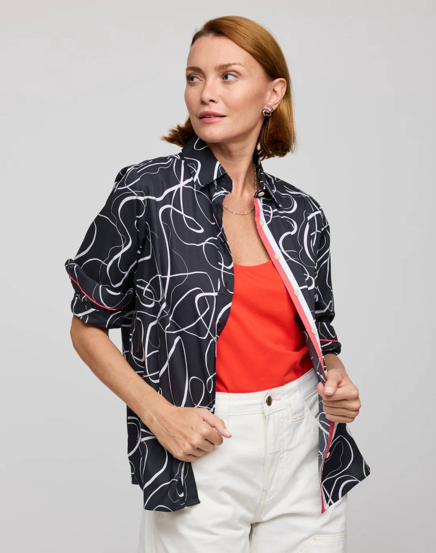 Hinson Wu - Long Sleeve Ribbon Print Reese Blouse