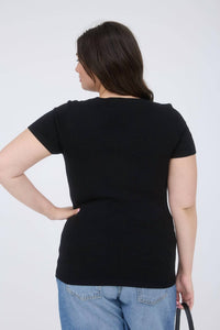 The Workshop - Bow Crew Neck Short Sleeves Sweater Top - Plus