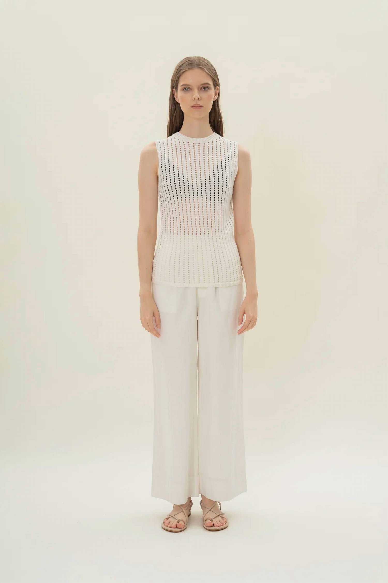 Elan - Open Knit Sleeveless Top