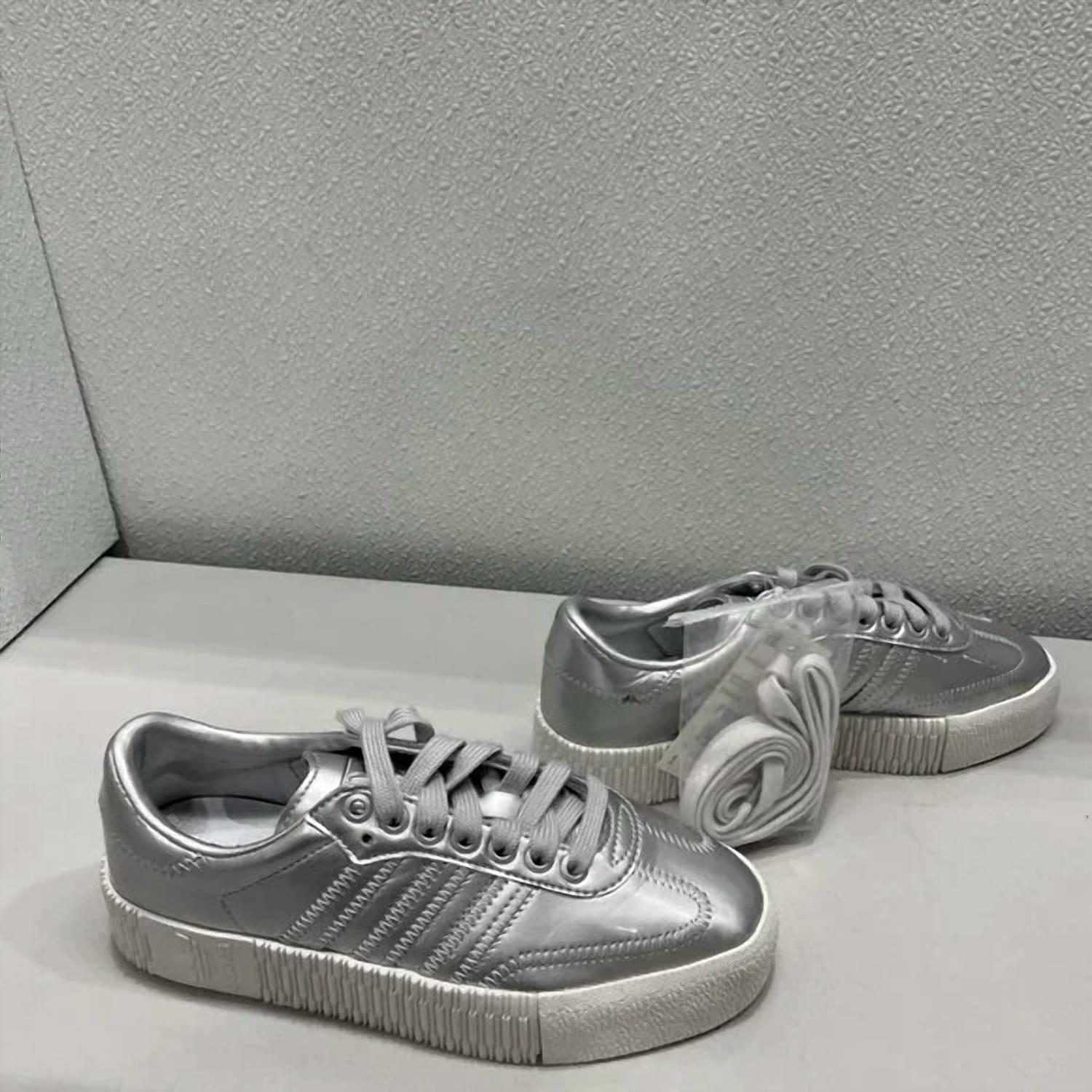 adidas Women's Originals Samba Rose Low Top Comfort Sneaker in silver - women's sneaker