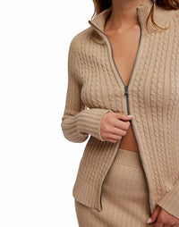 Free People Eliza Cable Knit Sweater And Skirt Set in smooth stone - women's sweater - view 4