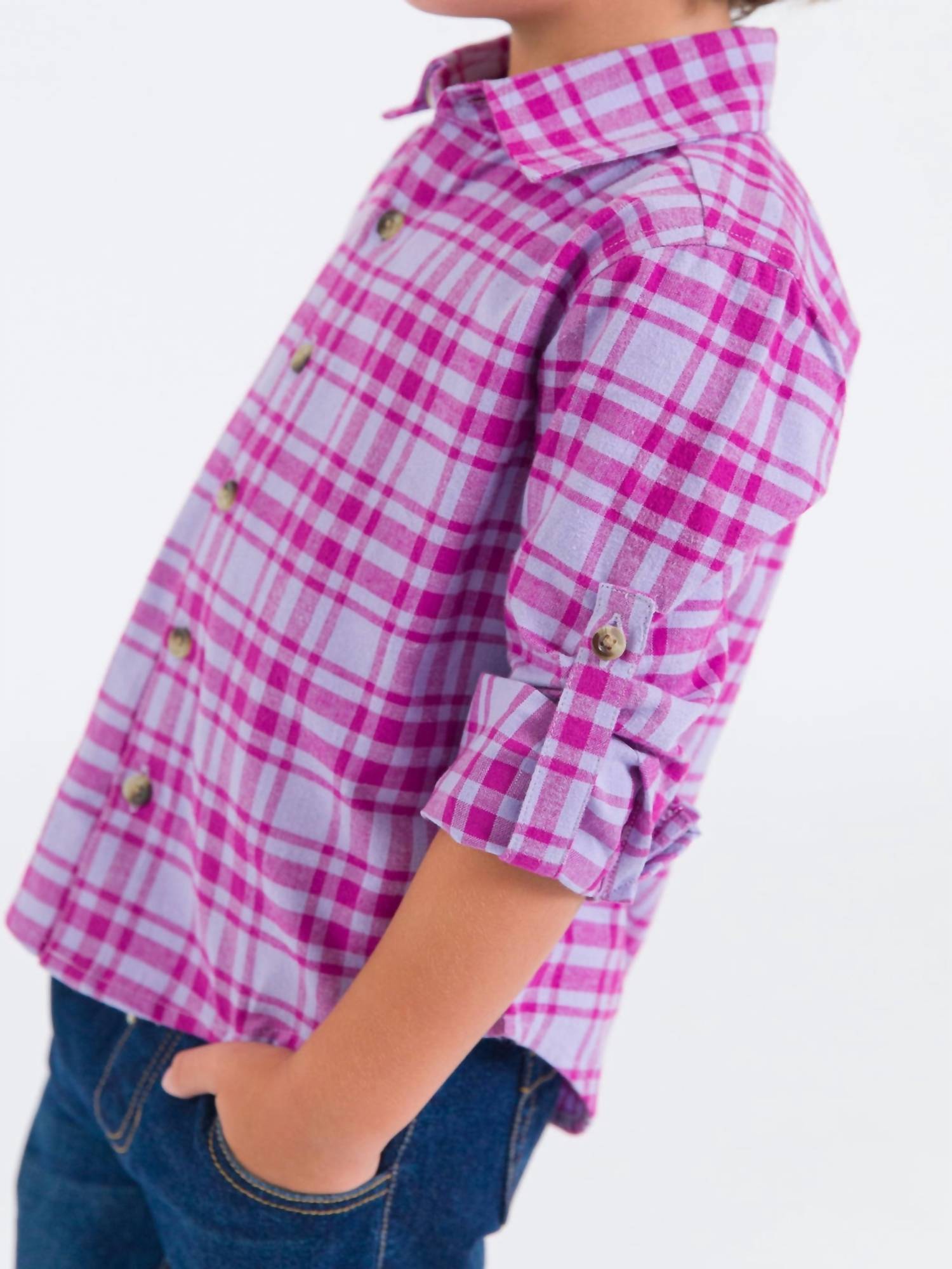 Rufflebutts - Harper Plaid Long Sleeve Button Down Shirt